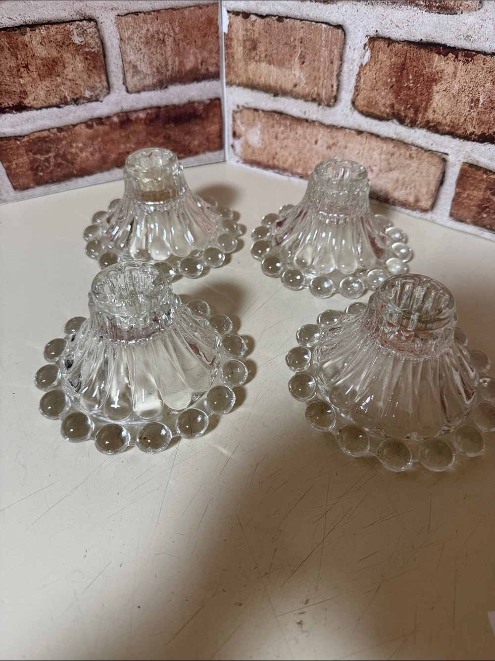 Anchor Hocking Clear Glass Boopie Candle Holders set of 4